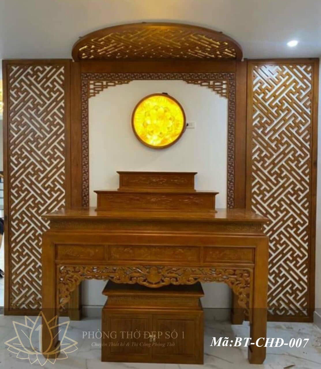 Bàn Thờ Đứng Chung Cư 153 Gỗ Sồi Mã BT-TD-041 8 Bàn Thờ Đứng Chung Cư Mã BT-CHD-007
